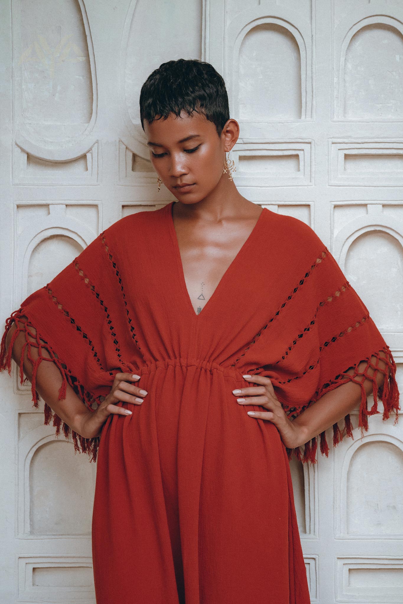 Red Boho Dress • Boho Dress for Women • Red Maxi Bridesmaid Dress - AYA SW IDR