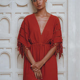 Red Boho Dress • Boho Dress for Women • Red Maxi Bridesmaid Dress - AYA SW IDR