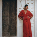 Red Boho Dress • Boho Dress for Women • Red Maxi Bridesmaid Dress - AYA SW IDR