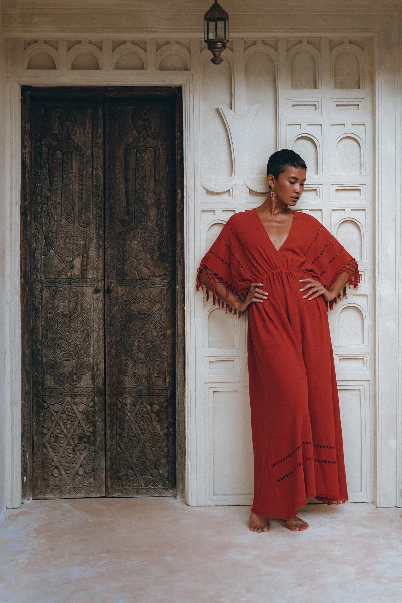 Red Boho Dress • Boho Dress for Women • Red Maxi Bridesmaid Dress - AYA SW IDR