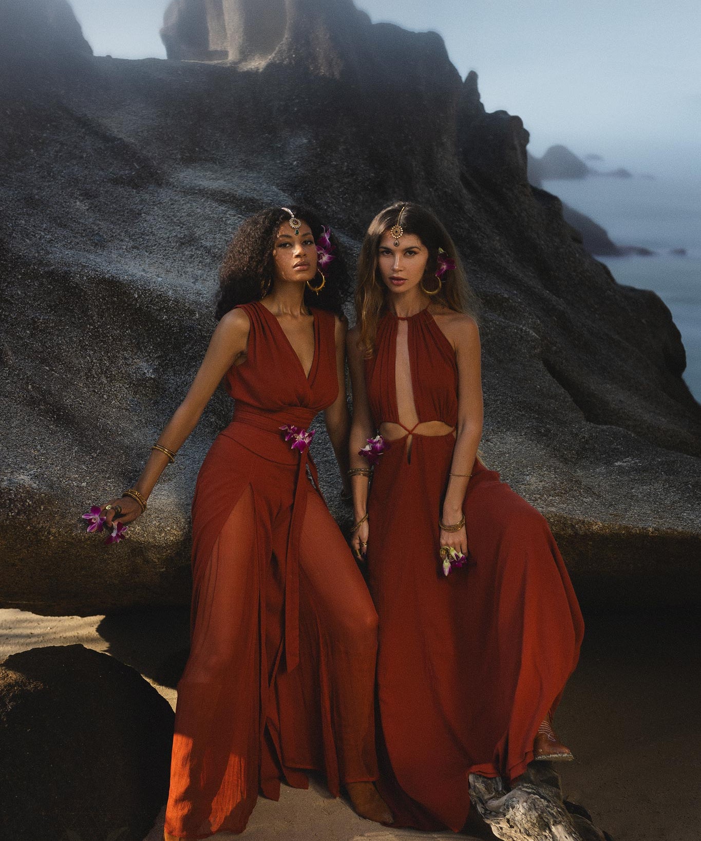 Red Goddess Dress • Fairy Tale Maxi Dress For Women • Cross Open Belly Back Dress - AYA SW IDR