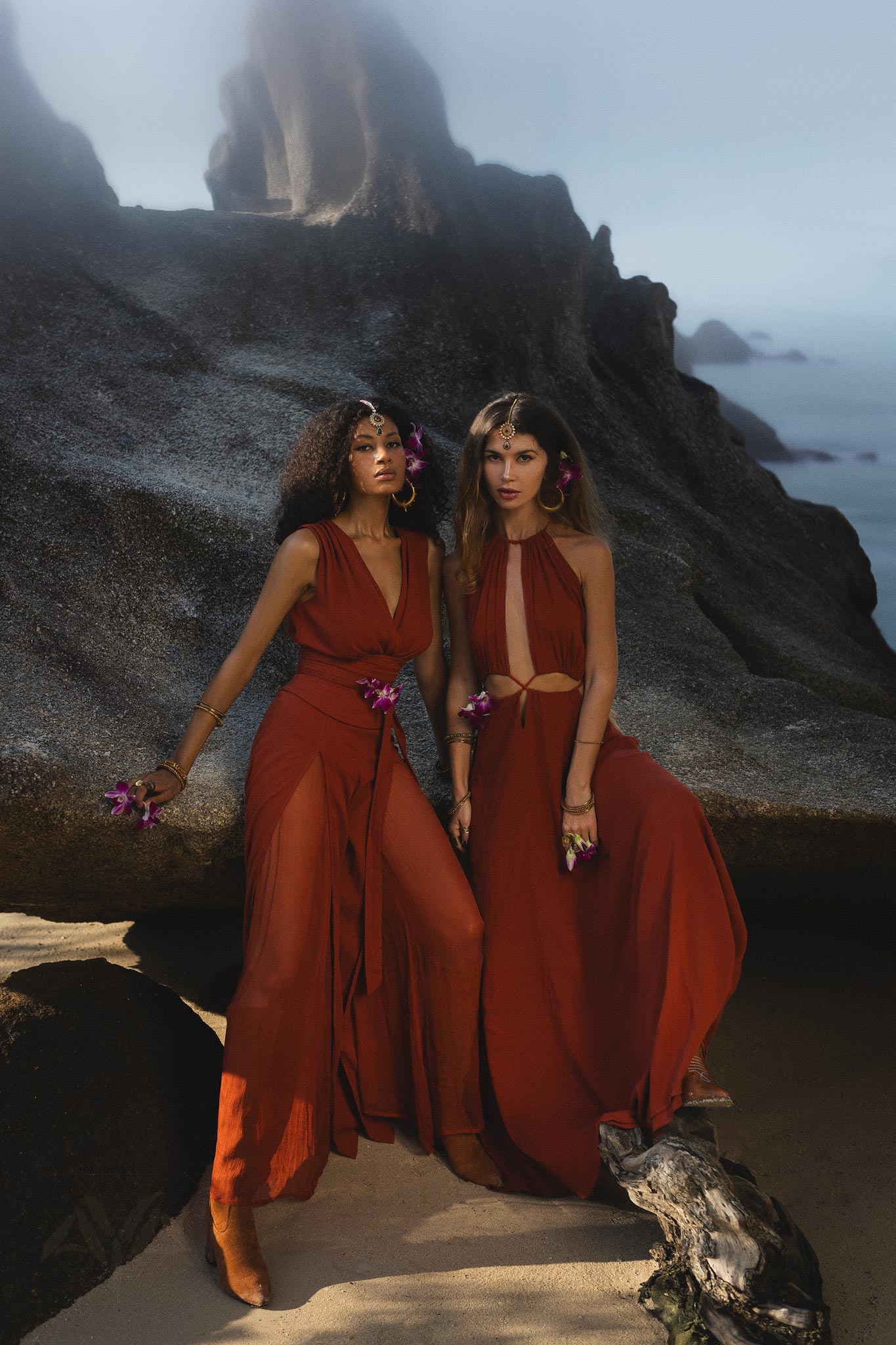 Red Goddess Dress • Fairy Tale Maxi Dress For Women • Cross Open Belly Back Dress - AYA SW IDR