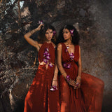 Red Goddess Dress • Fairy Tale Maxi Dress For Women • Cross Open Belly Back Dress - AYA SW IDR