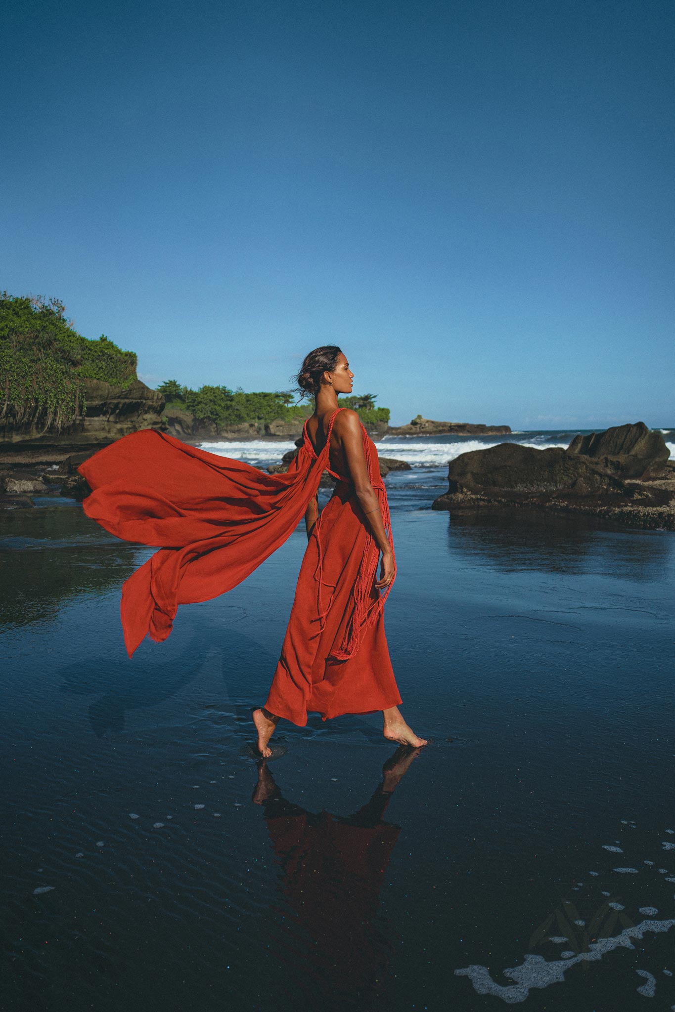 Red Greek Dress • Prom Dance Macrame Dress • Boho Goddess Dress - AYA SW IDR