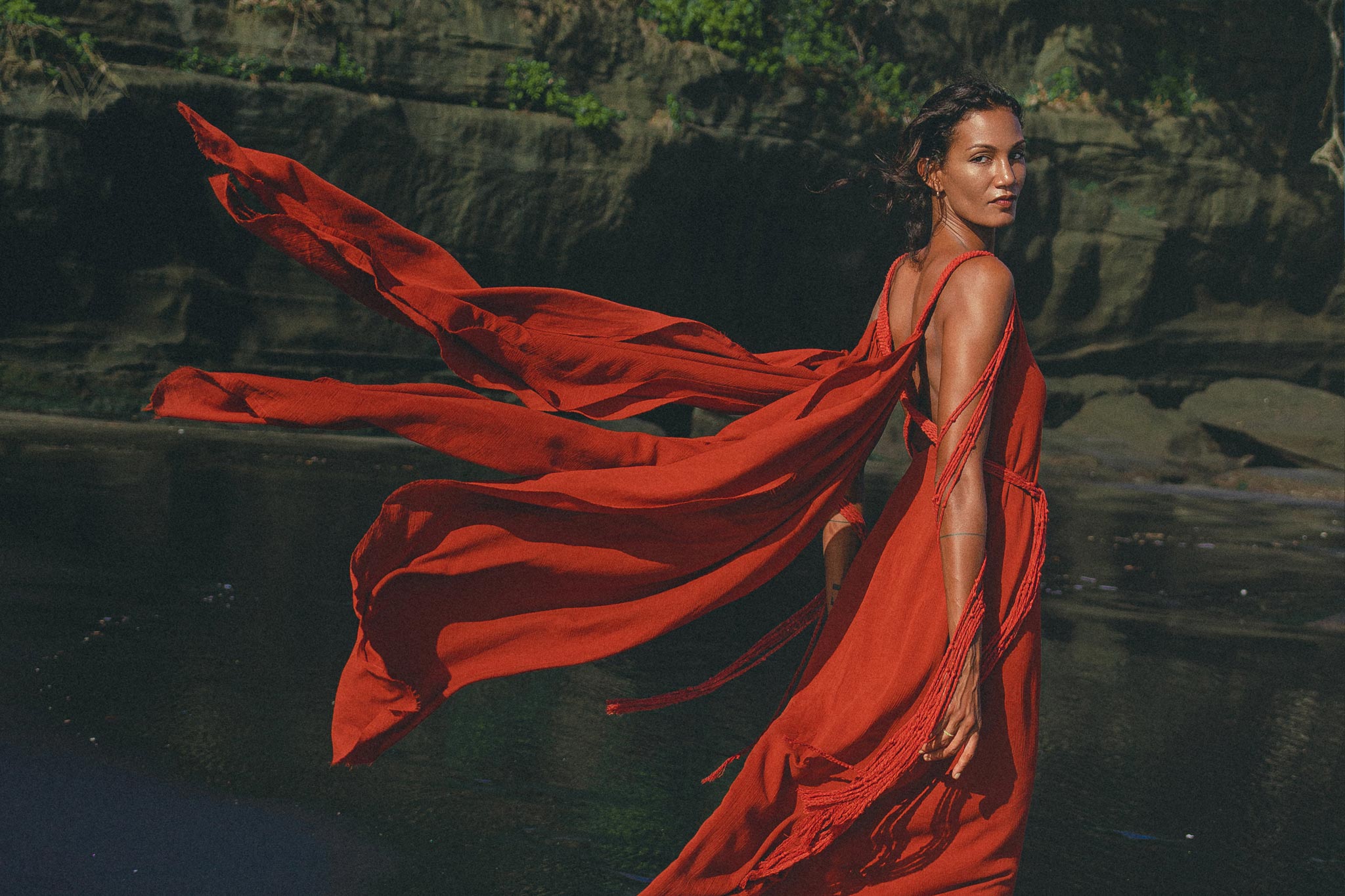 Red Greek Dress • Prom Dance Macrame Dress • Boho Goddess Dress - AYA SW IDR