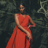 Red Greek Dress • Prom Dance Macrame Dress • Boho Goddess Dress - AYA SW IDR