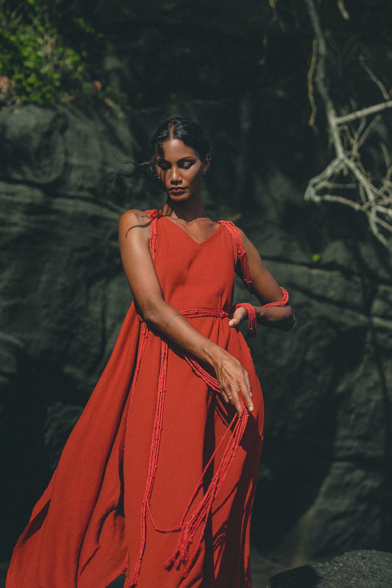 Red Greek Dress • Prom Dance Macrame Dress • Boho Goddess Dress - AYA SW IDR