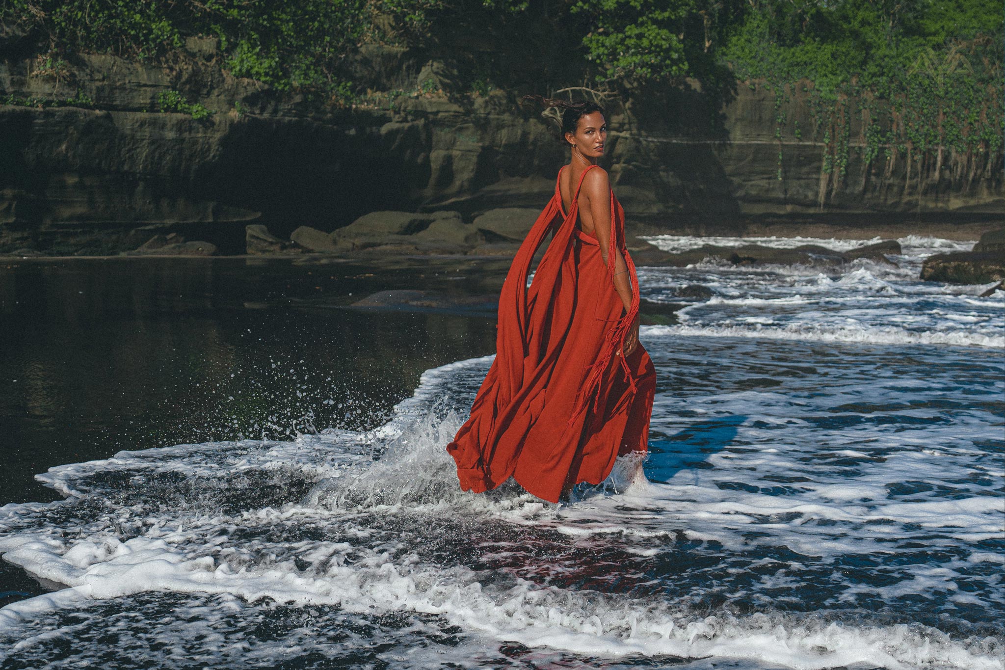 Red Greek Dress • Prom Dance Macrame Dress • Boho Goddess Dress - AYA SW IDR