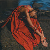 Red Greek Dress • Prom Dance Macrame Dress • Boho Goddess Dress - AYA SW IDR