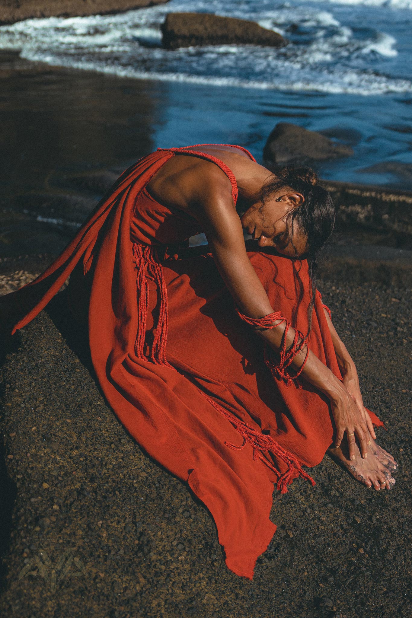 Red Greek Dress • Prom Dance Macrame Dress • Boho Goddess Dress - AYA SW IDR