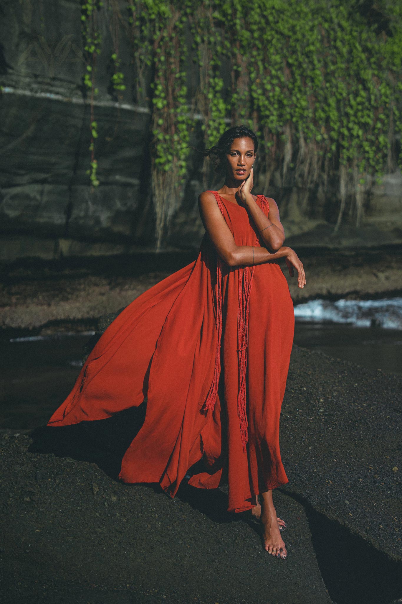 Red Greek Dress • Prom Dance Macrame Dress • Boho Goddess Dress - AYA SW IDR