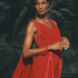 Red Greek Dress • Prom Dance Macrame Dress • Boho Goddess Dress - AYA SW IDR