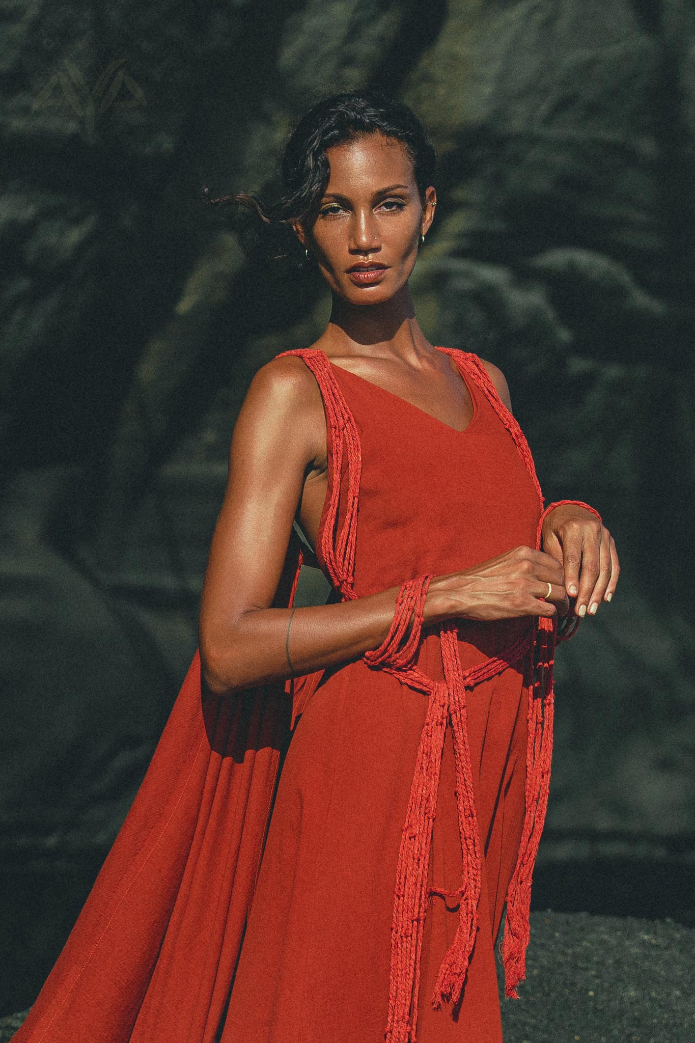 Red Greek Dress • Prom Dance Macrame Dress • Boho Goddess Dress - AYA SW IDR