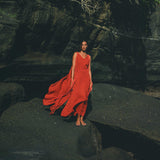 Red Greek Dress • Prom Dance Macrame Dress • Boho Goddess Dress - AYA SW IDR