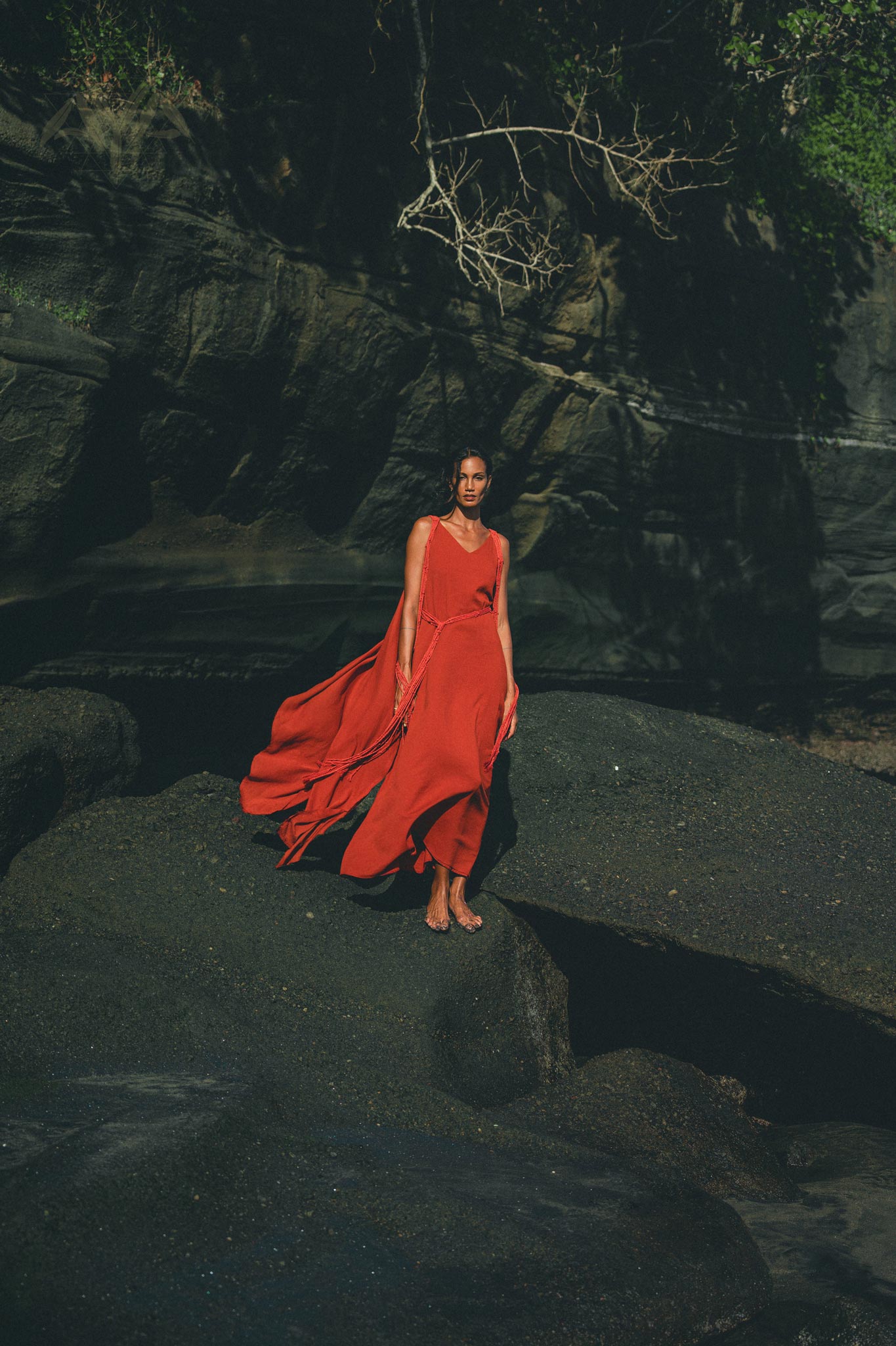 Red Greek Dress • Prom Dance Macrame Dress • Boho Goddess Dress - AYA SW IDR
