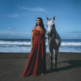 Red Greek Goddess Prom Boho Dress - AYA SW IDR