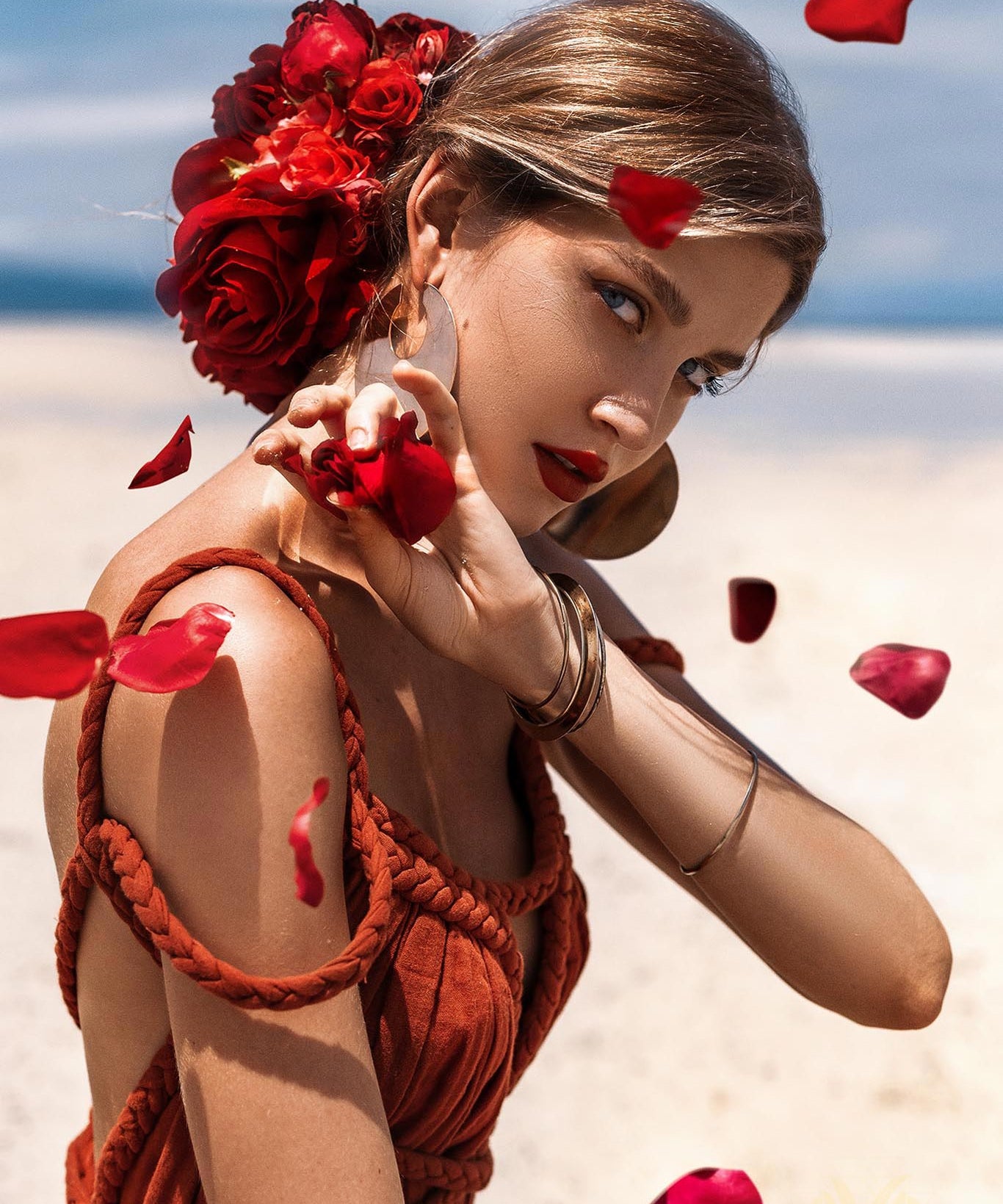 Red Greek Goddess Prom Boho Dress - AYA SW IDR