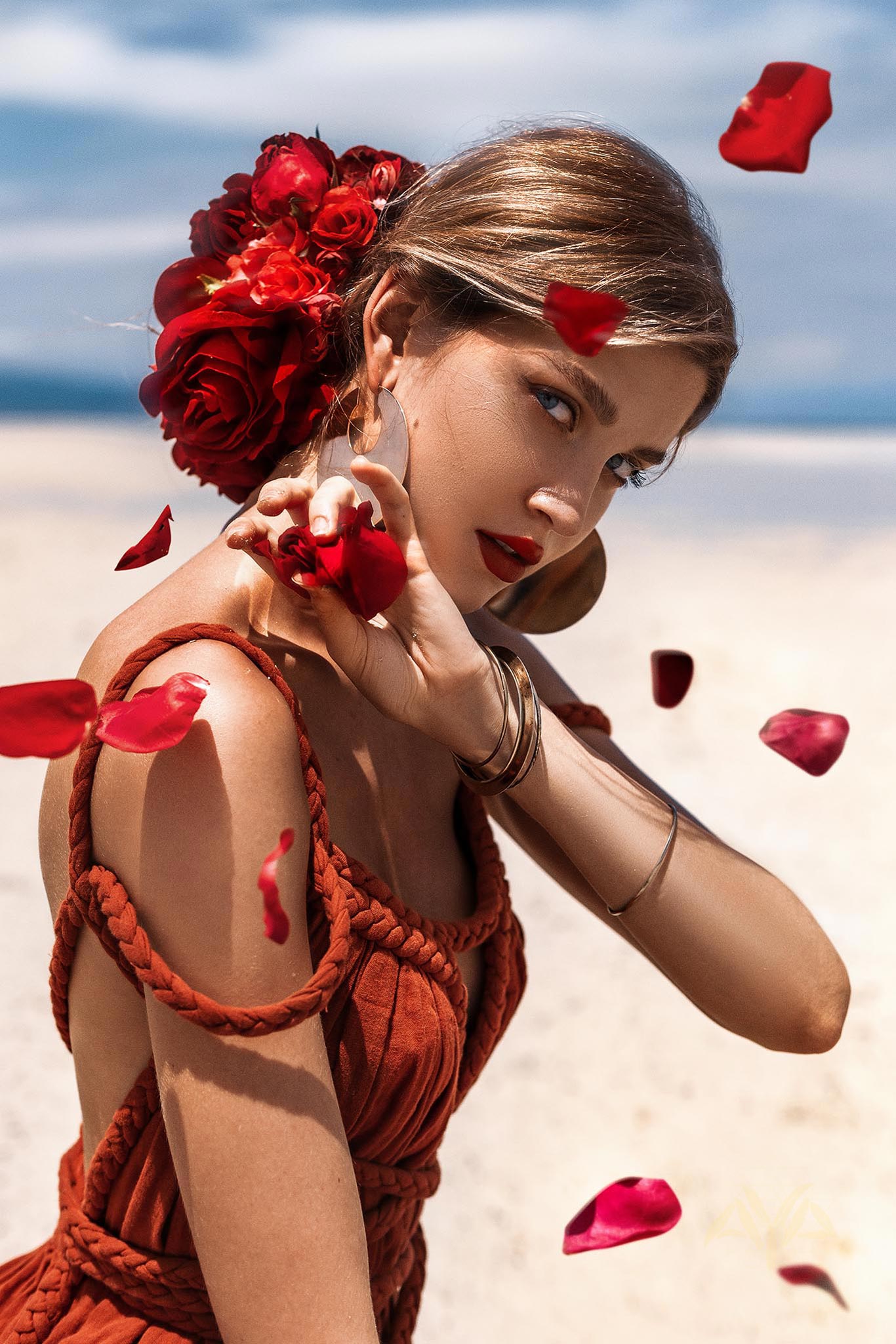 Red Greek Goddess Prom Boho Dress - AYA SW IDR