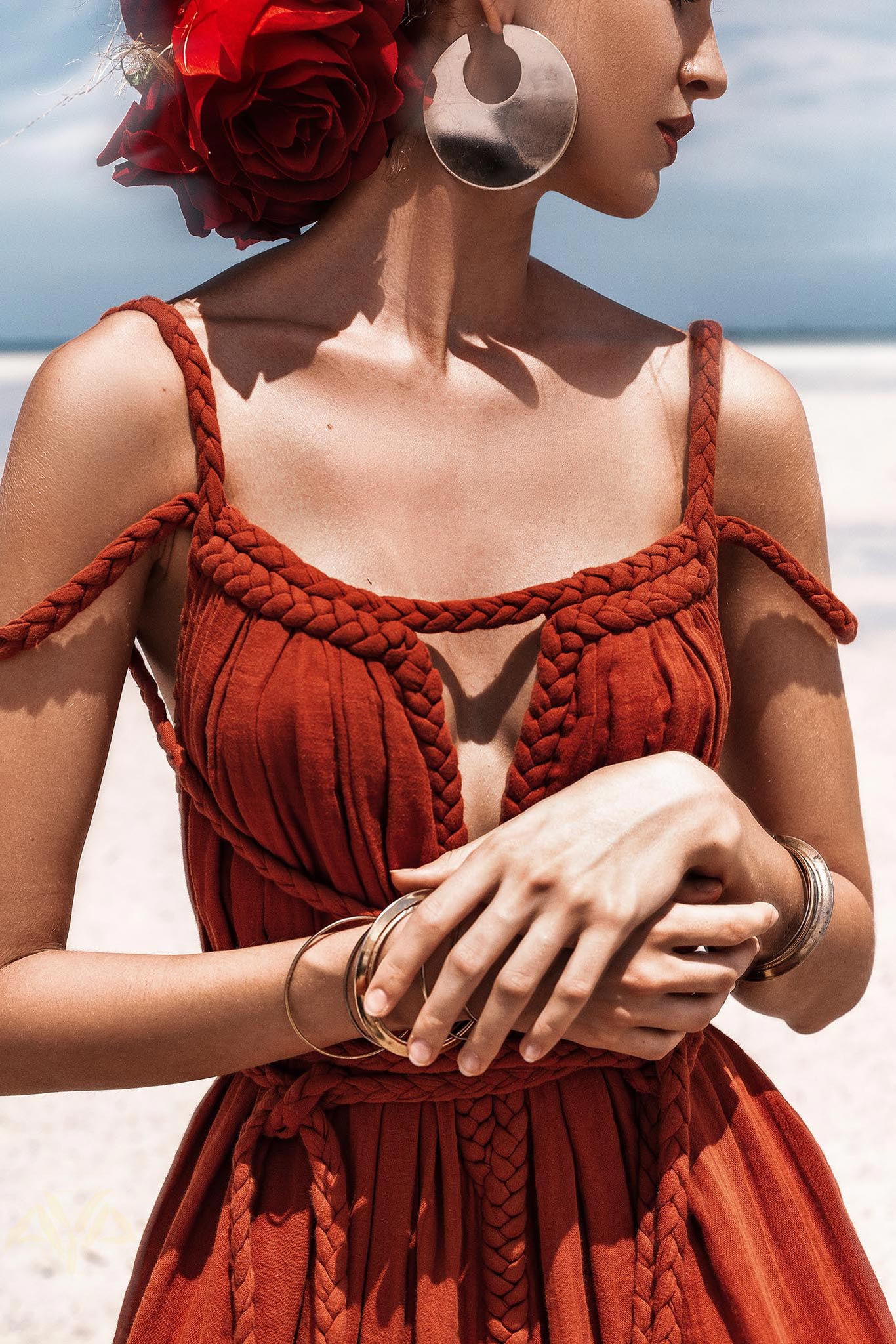 Red Greek Goddess Prom Boho Dress - AYA SW IDR