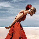 Red Greek Goddess Prom Boho Dress - AYA SW IDR