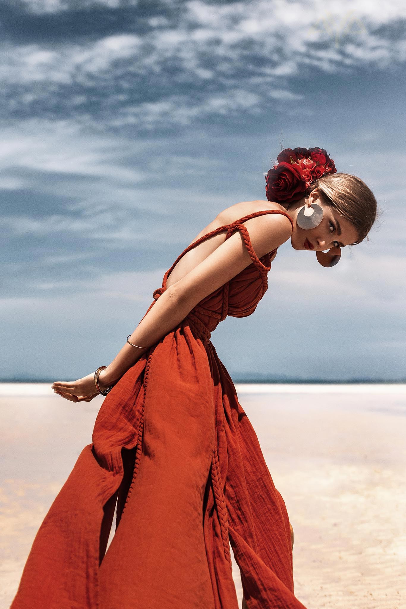 Red Greek Goddess Prom Boho Dress - AYA SW IDR