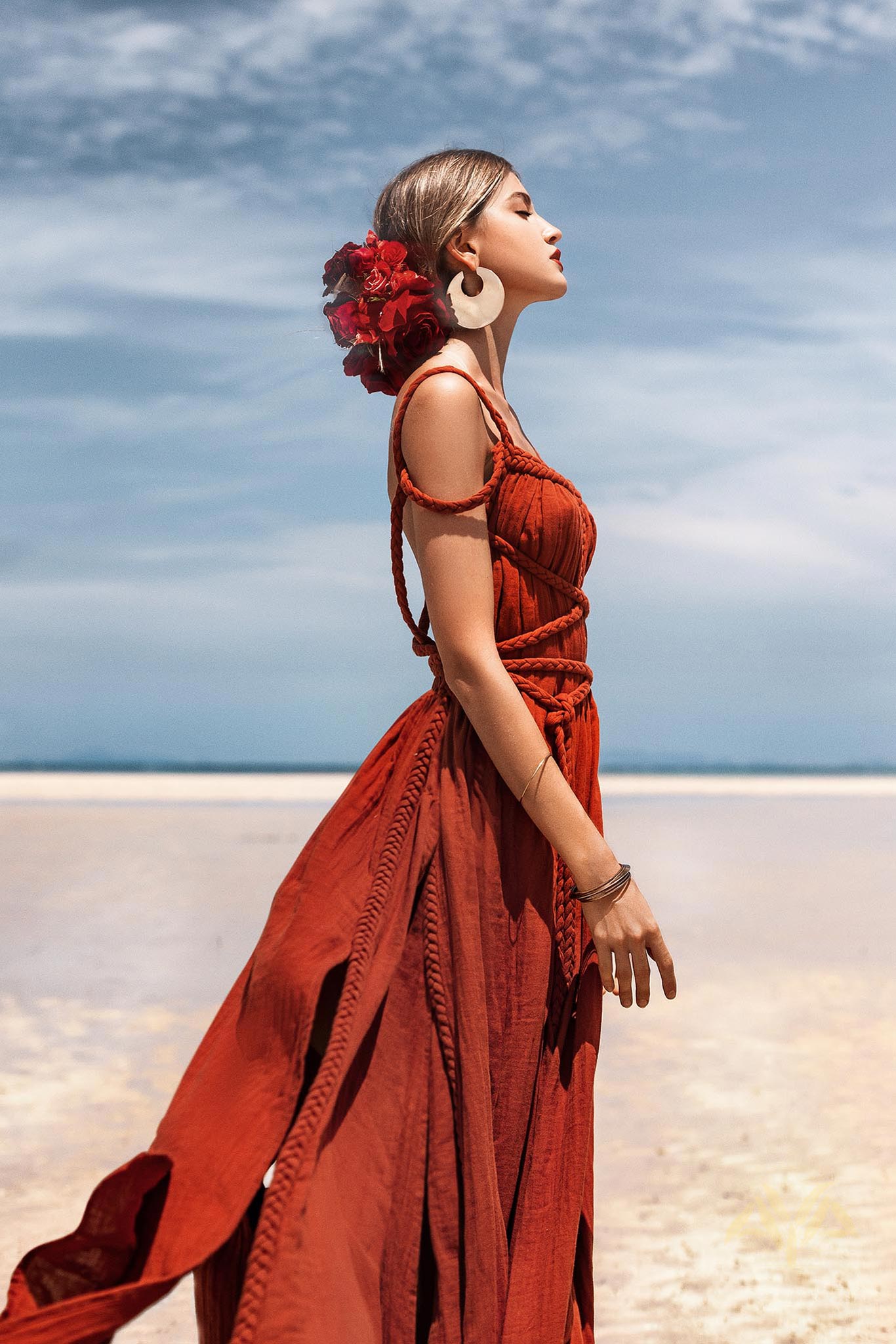 Red Greek Goddess Prom Boho Dress - AYA SW IDR