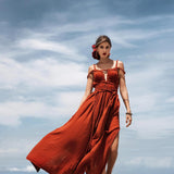 Red Greek Goddess Prom Boho Dress - AYA SW IDR