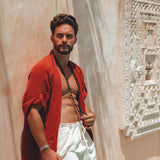 Red Tribal Kimono Robe for Men by AYA Sacred Wear 