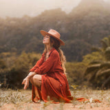 Red Kannika Shirt Dress • Adjustable Kaftan Dress • Multiway Button Down Dress - AYA SW IDR