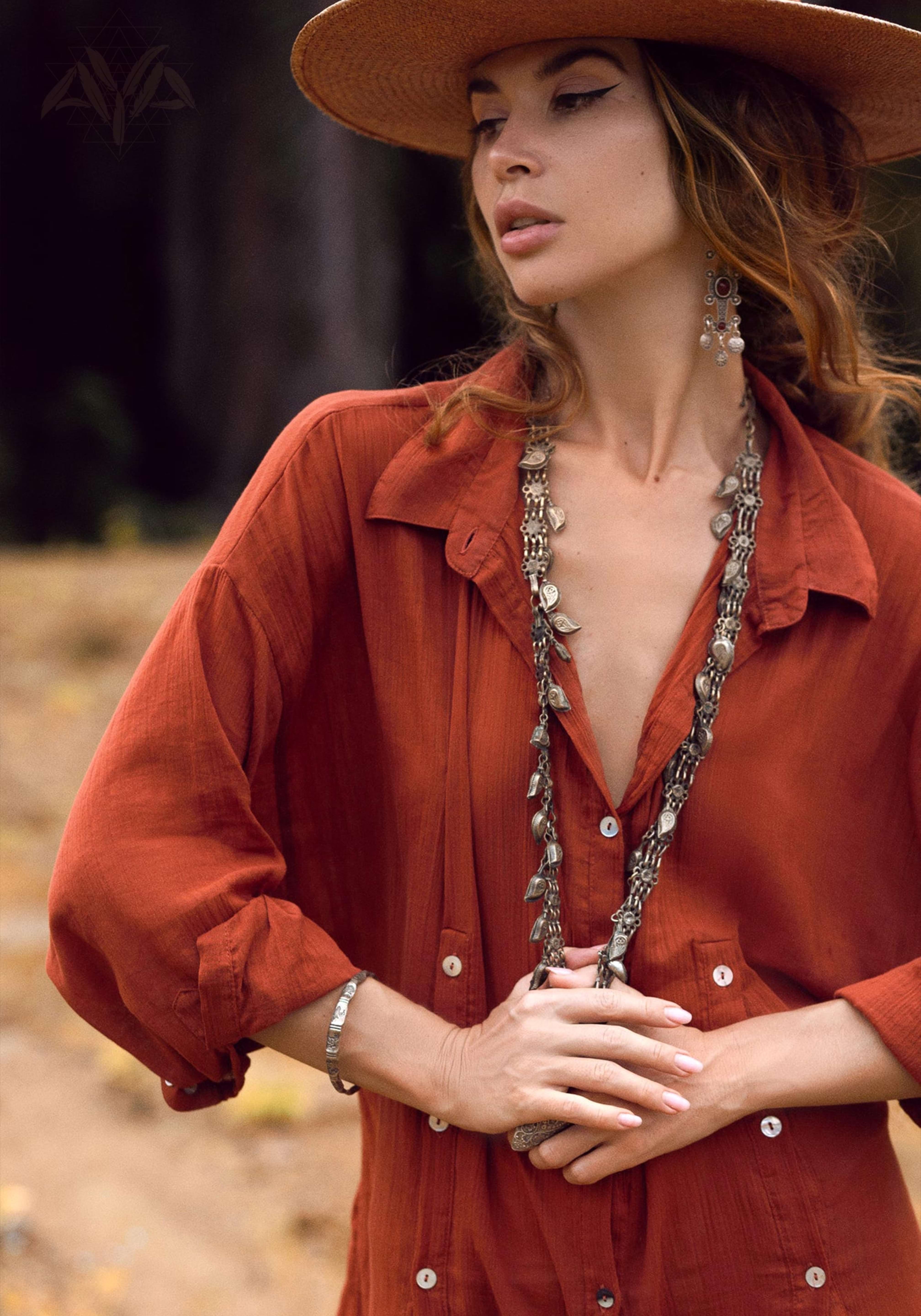 Red Kannika Shirt Dress • Adjustable Kaftan Dress • Multiway Button Down Dress - AYA SW IDR