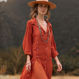 Red Kannika Shirt Dress • Adjustable Kaftan Dress • Multiway Button Down Dress - AYA SW IDR