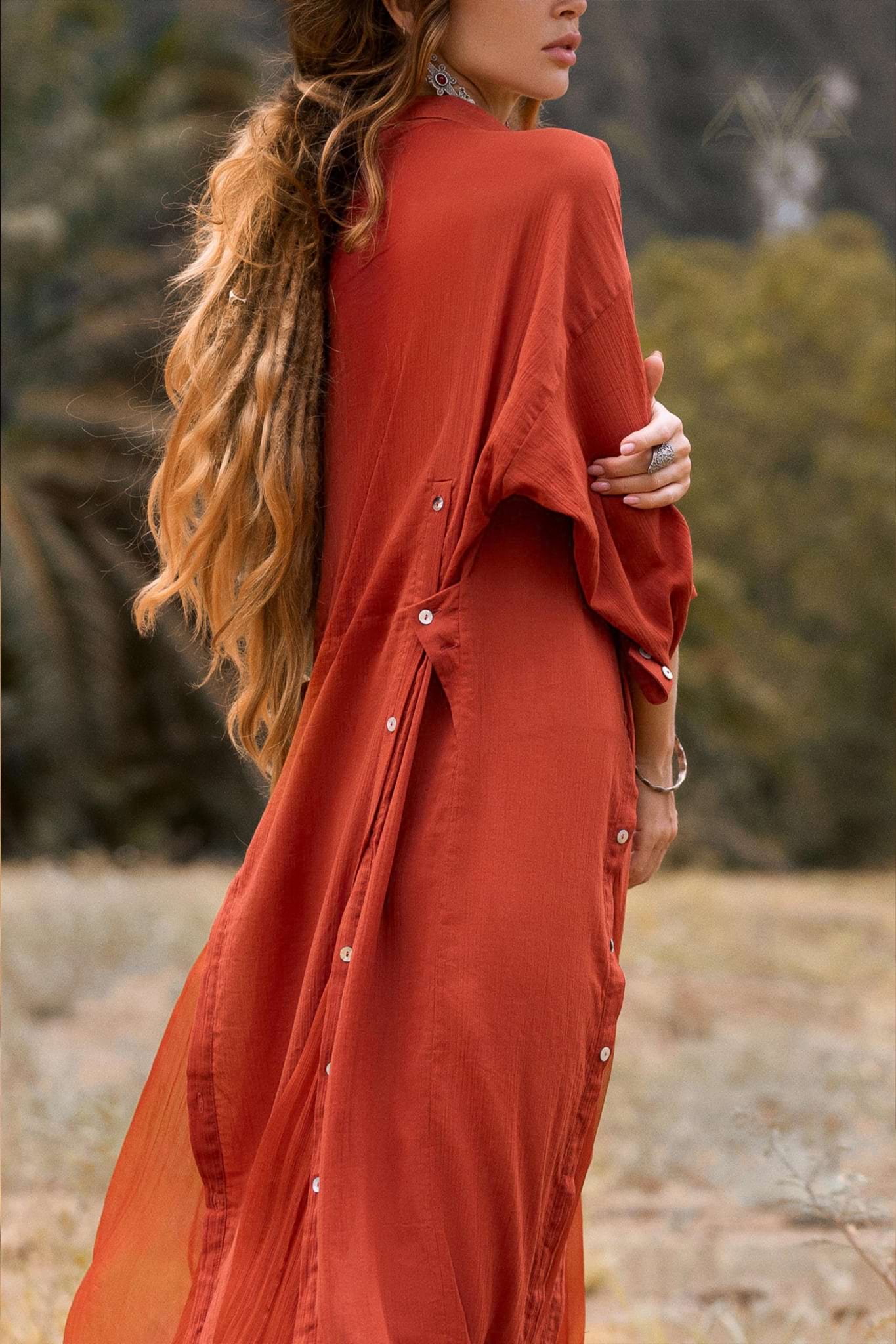 Red Kannika Shirt Dress • Adjustable Kaftan Dress • Multiway Button Down Dress - AYA SW IDR