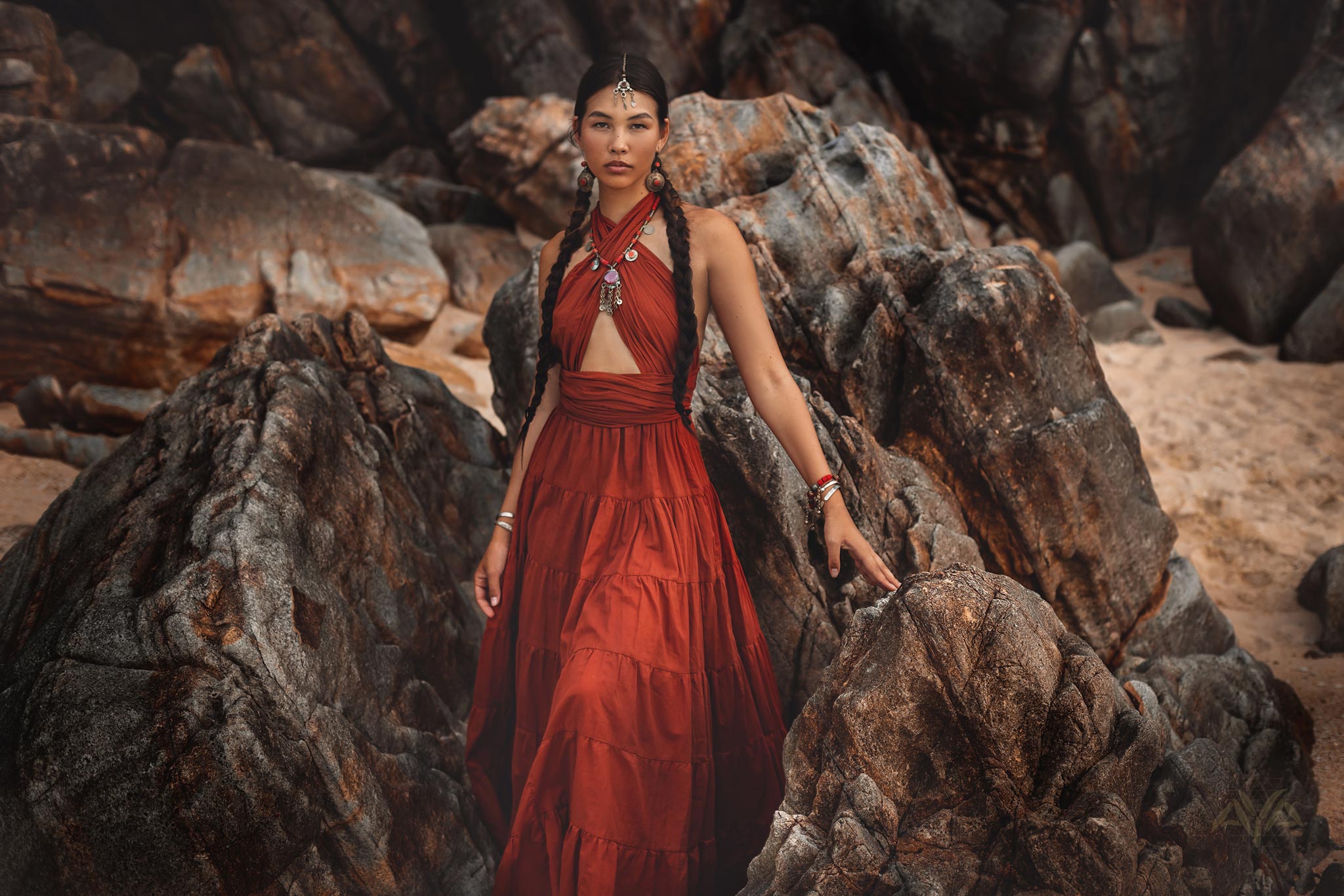 Red Multiway Dress • Beach Adjustable Dress • Boho Sleeveless Dress - AYA SW IDR