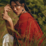 Red Poncho Robe • Boho Cape for Women • Bohemian Kimono Overcoat - AYA SW IDR