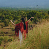 Red Poncho Robe • Boho Cape for Women • Bohemian Kimono Overcoat - AYA SW IDR