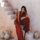 Red Rose Ambrosia Set • Adjustable Crop Top and Pants • One Set Organic Boho Top & Trousers - AYA SW IDR