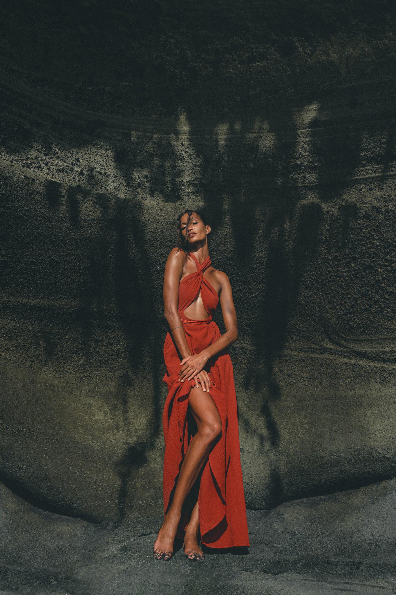 Red Rose Harmonia Dress • Goddess Dress • Open Belly Sexy Dress • Organic Adjustable Dress - AYA SW IDR