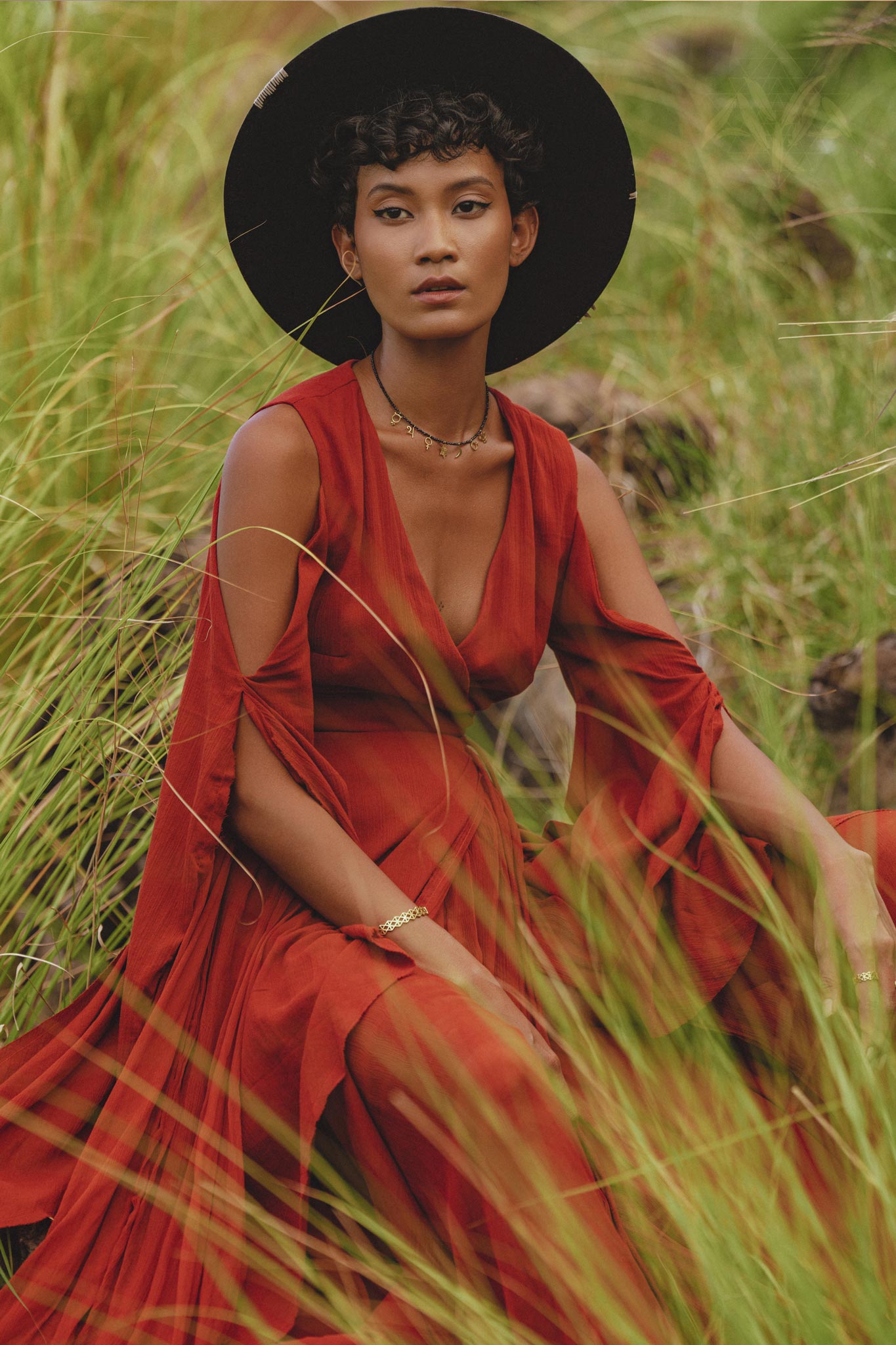 Red Rose Makosh Goddess Dress • Boho Fairy Wings Dress • Light Cotton Formal Dress - AYA SW IDR