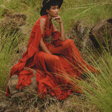 Red Rose Makosh Goddess Dress • Boho Fairy Wings Dress • Light Cotton Formal Dress - AYA SW IDR