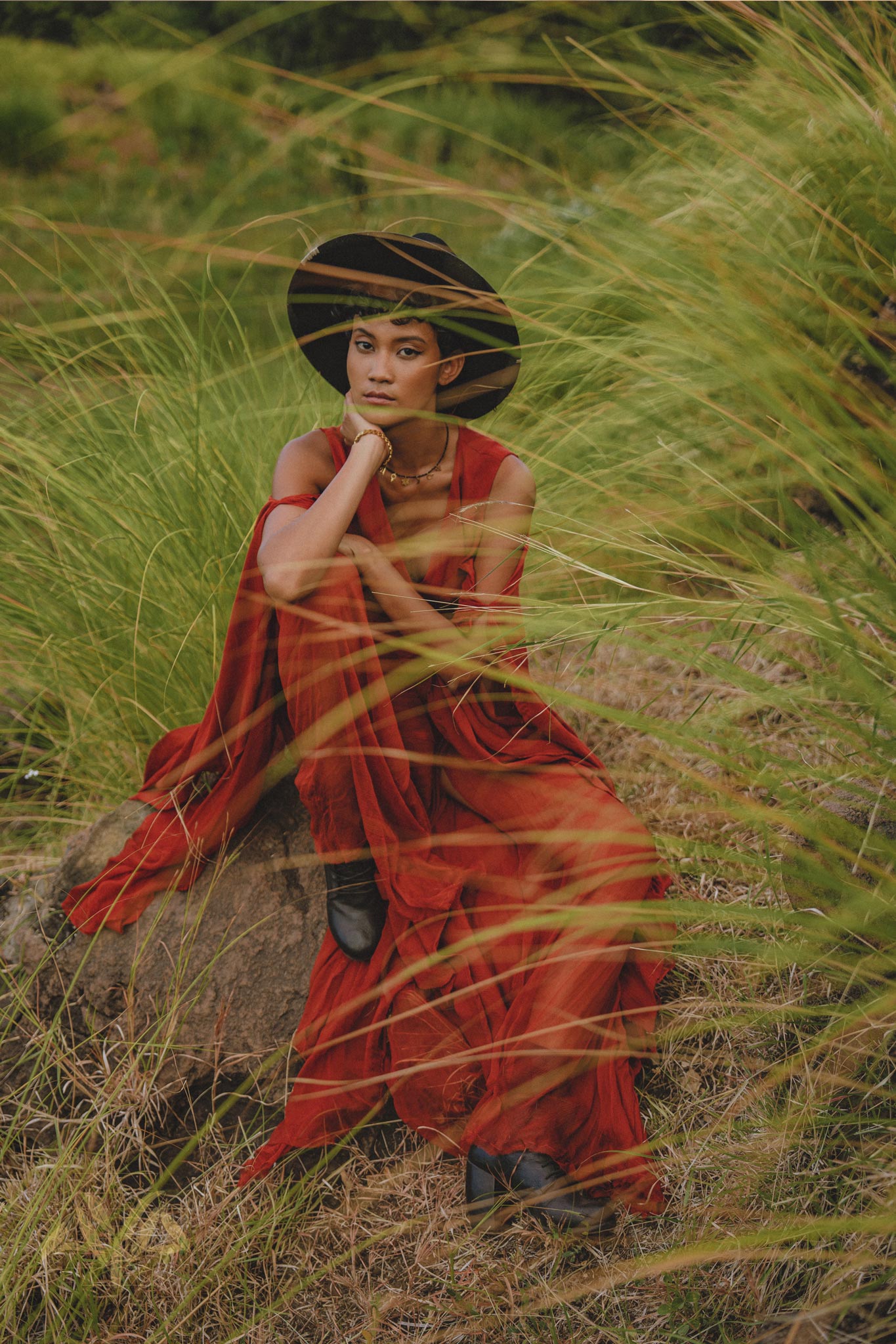 Red Rose Makosh Goddess Dress • Boho Fairy Wings Dress • Light Cotton Formal Dress - AYA SW IDR