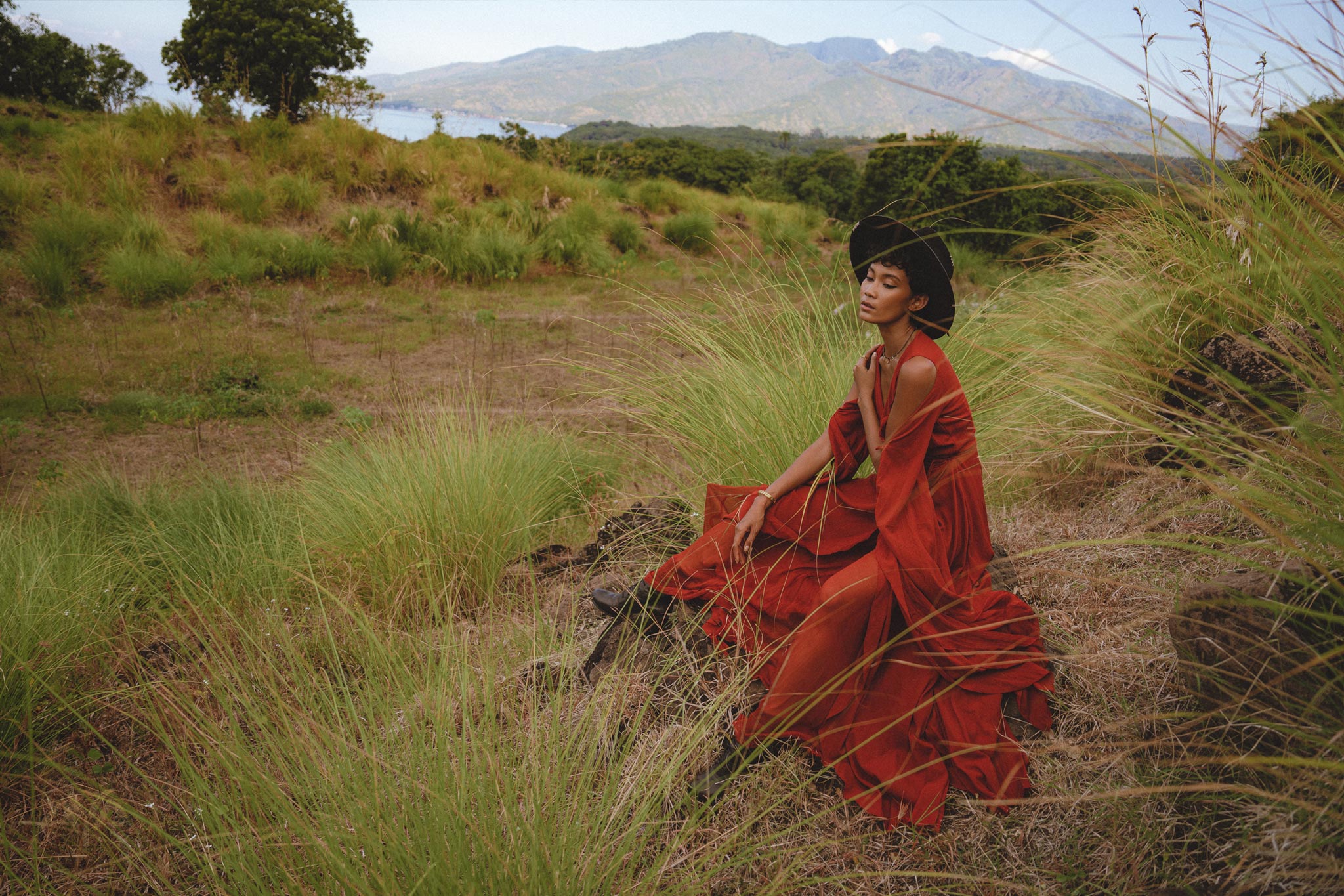 Red Rose Makosh Goddess Dress • Boho Fairy Wings Dress • Light Cotton Formal Dress - AYA SW IDR