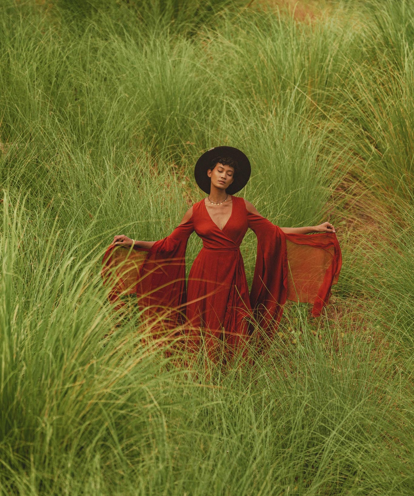 Red Rose Makosh Goddess Dress • Boho Fairy Wings Dress • Light Cotton Formal Dress - AYA SW IDR