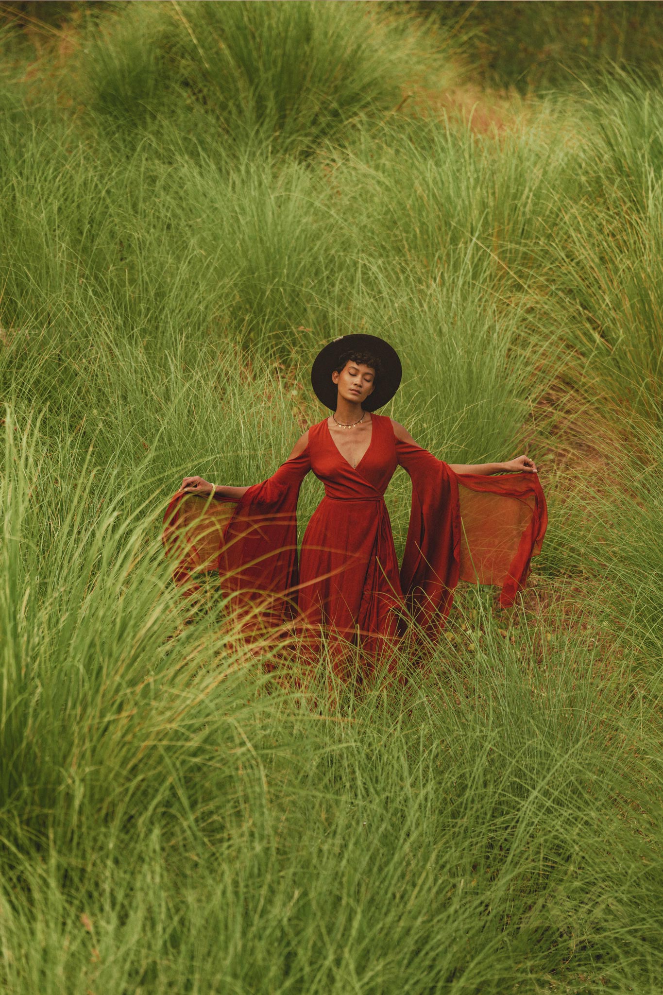 Red Rose Makosh Goddess Dress • Boho Fairy Wings Dress • Light Cotton Formal Dress - AYA SW IDR