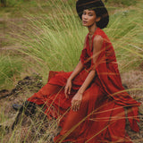 Red Rose Makosh Goddess Dress • Boho Fairy Wings Dress • Light Cotton Formal Dress - AYA SW IDR