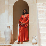 Red Rose Sundari Silk Gown • Ivory Beach Wedding Dress • Open Back Maxi Dress - AYA SW IDR