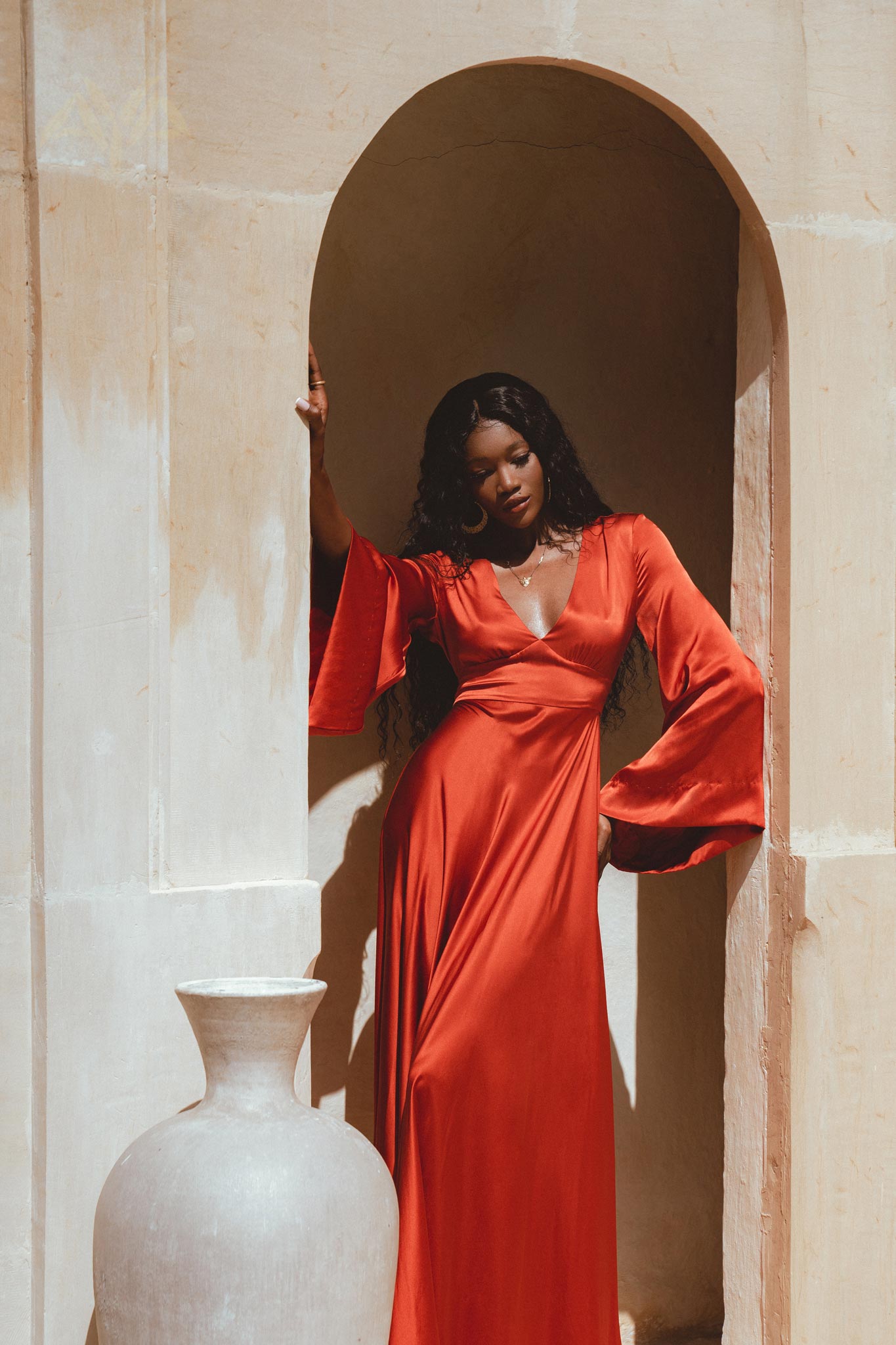 Red Rose Sundari Silk Gown • Ivory Beach Wedding Dress • Open Back Maxi Dress - AYA SW IDR