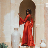 Red Rose Sundari Silk Gown • Ivory Beach Wedding Dress • Open Back Maxi Dress - AYA SW IDR