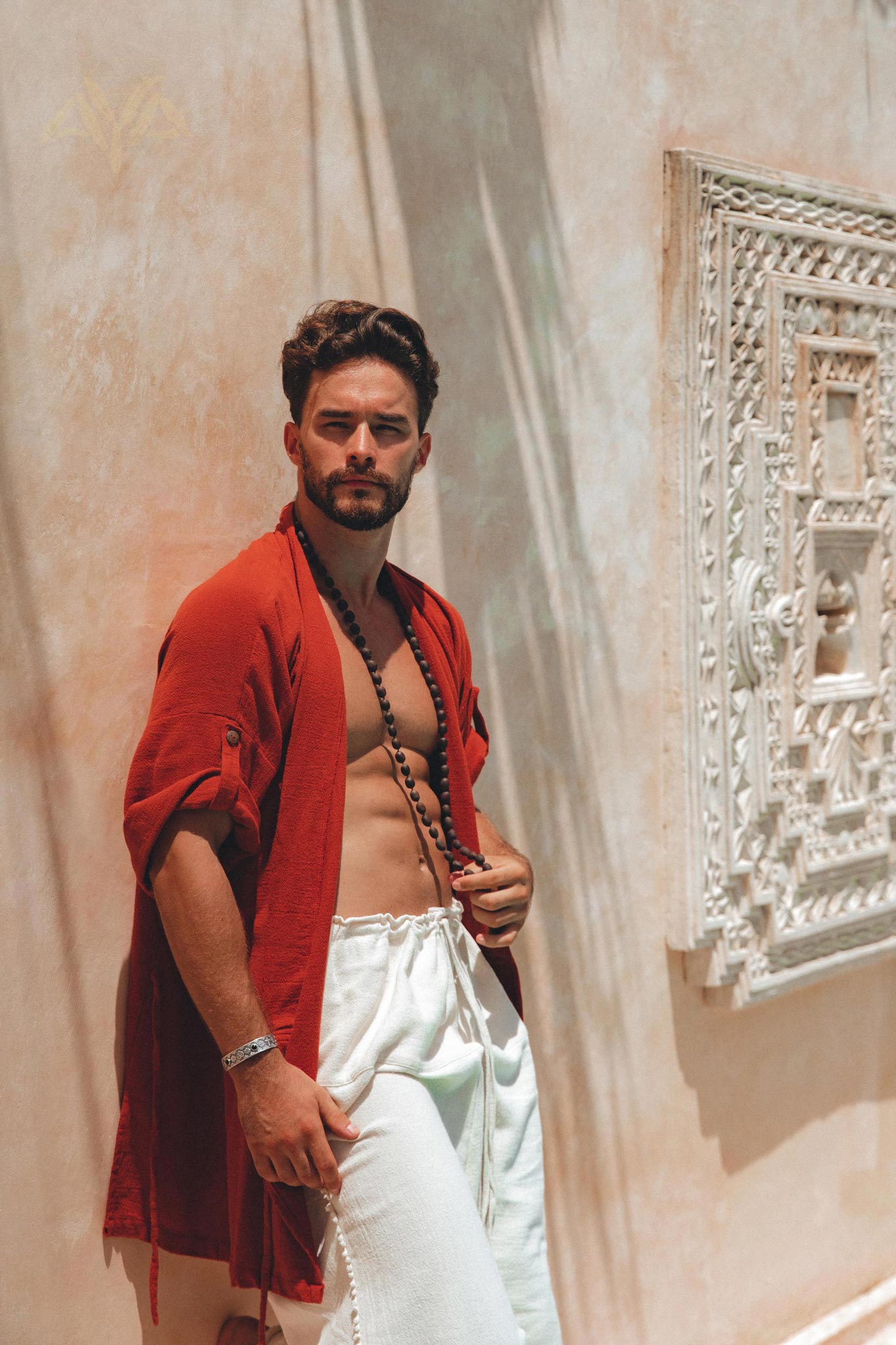 Red Tribal Kimono Robe for Men - AYA SW IDR
