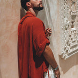 Red Tribal Kimono Robe for Men - AYA SW IDR