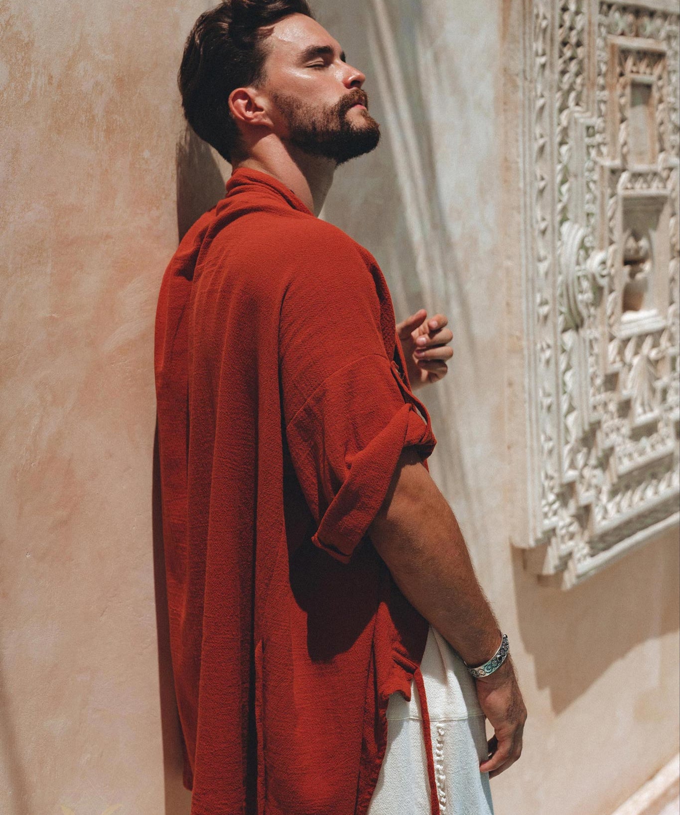 Red Tribal Kimono Robe for Men - AYA SW IDR